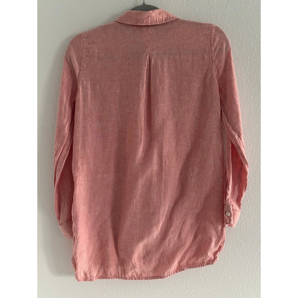 Spartina 449 Top Womens XS Pink Linen Button Down Coastal Beachy Minimalist‎ - Picture 2 of 4